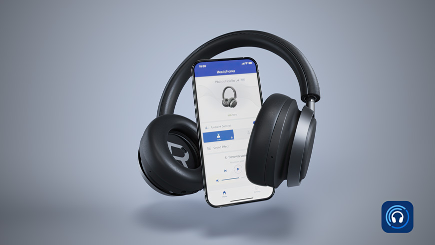 Навушники L4 fidelio під&rsquo;єднані до додатка Philips Headphones